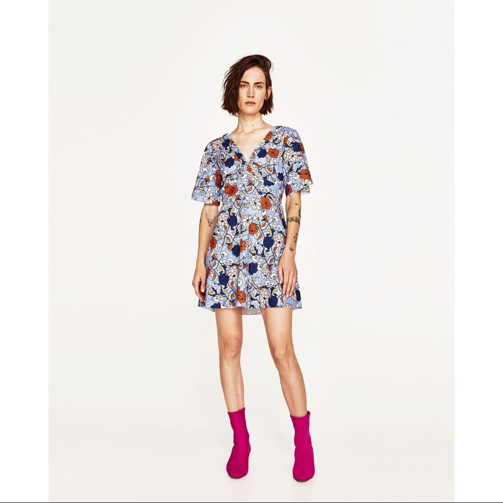 Zara | Printed Floral Dress Medium